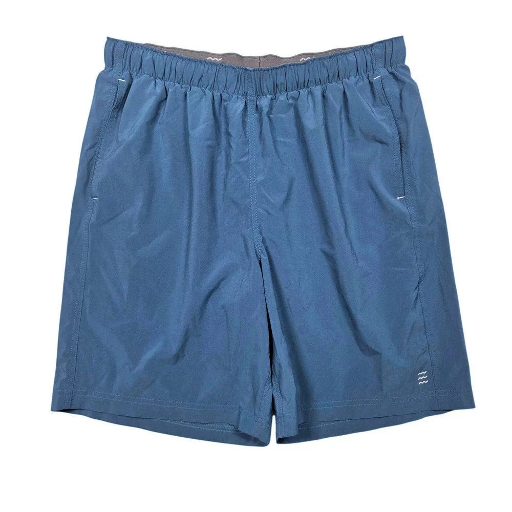 Free Fly Mens Breeze Shorts Large Blue Athletic Quick Dry Stretch Pocket $72
